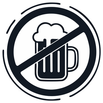 No beer allowed sign with a crossed out mug vector icon for alcohol free zones