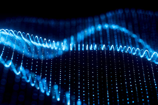 3D blue waveform data with dotted digital signal field
