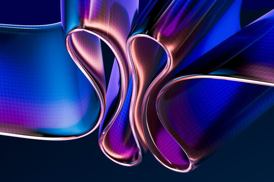 3D purple glass loop with pink blue luminous edges