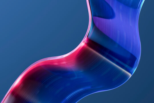 3D blue data ribbon with magenta glowing interface marks