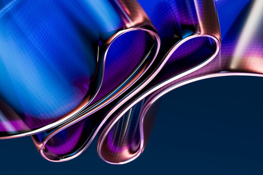 3D close glass loop with magenta blue grid texture