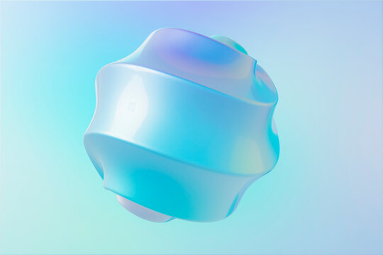 3D soft aqua object with smooth reflective gradient