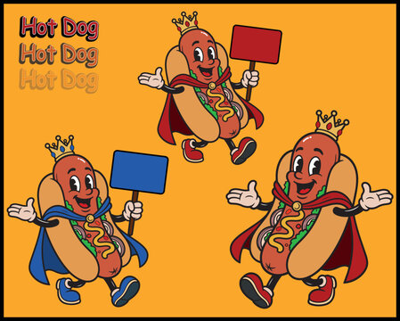 Drawing of a retro-style hot dog.