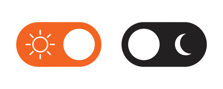 Day and Night Toggle Switch: A graphic representation of a user interface element for switching between day and night modes. ui toggle, brightness control, screen setting, modern interface.