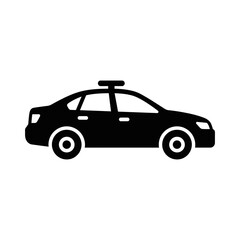 Fototapeta premium Black police car icon on white background, vector illustration