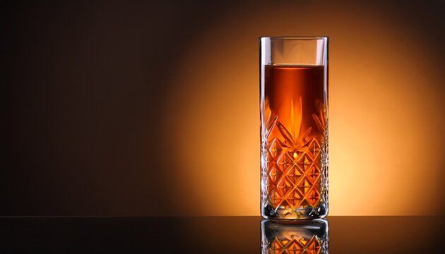 Copa Elegante Con Una Bebida Reflescante Color Anaranjado