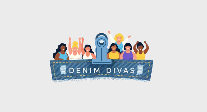 Denim Divas - Diverse Group of Women Celebrating Together with Joy.