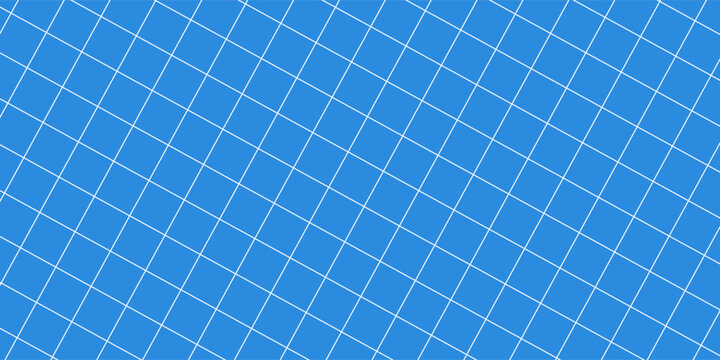 Blueprint grid background. Abstract blue geometric pattern texture with white square lines.