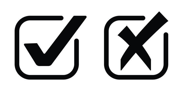 Checkmark and X mark icon. check and uncheck icon vector. validation icon vector. yes and no buttons. do and don't button. checkmark and crossmark button. eps 10.