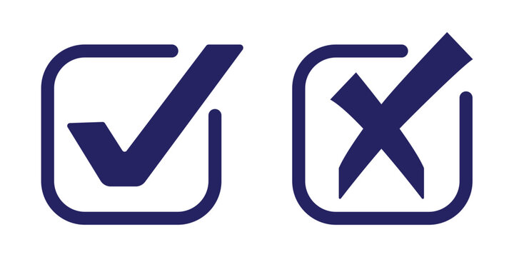 Checkmark and X mark icon. check and uncheck icon vector. validation icon vector. yes and no buttons. do and don't button. checkmark and crossmark button. eps 10.