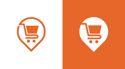 Shopping cart location icon design in two color variations. © @Tri Yani