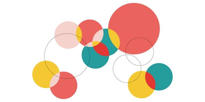 Abstract overlapping circles in vibrant colors and interconnected design.