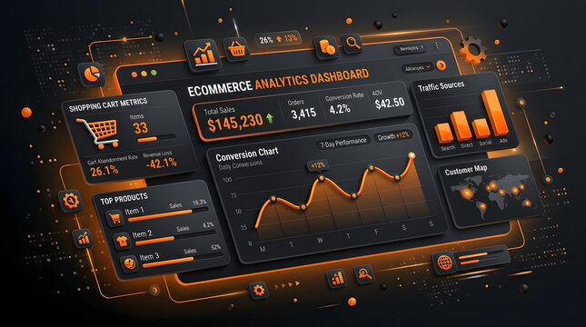 E-commerce analytics dashboard with sales performance and customer behavior