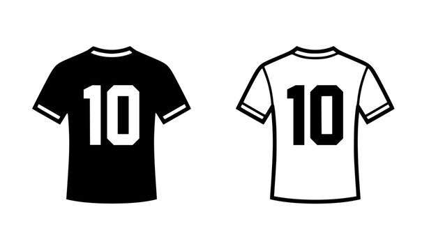 Stylized soccer jersey number 10 vector sports shirt icon isolated white