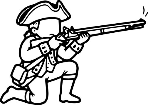 Revolutionary War Soldier Clipart - Kneeling American Minuteman Vector