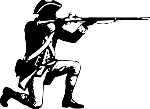 Kneeling Revolutionary War Soldier Silhouette - American Minuteman Stencil
