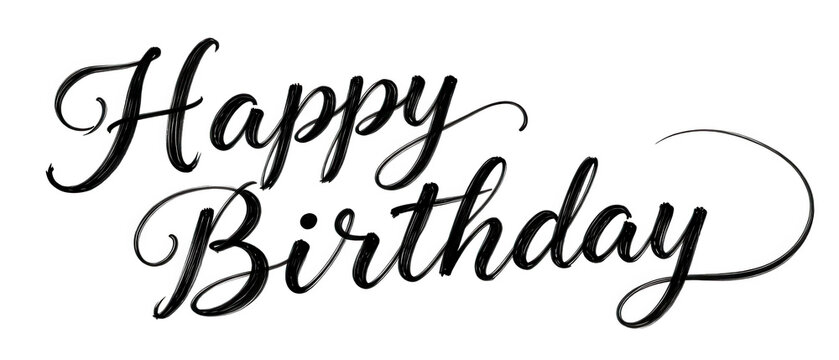 Happy Birthday Script Text Transparent Background
