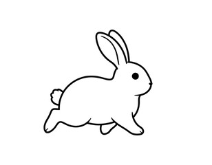 Fototapeta premium Rabbit Outline Silhouette Isolated Vector Illustration