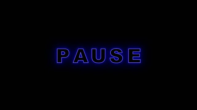Glowing Blue Pause Text Animation on Black Background