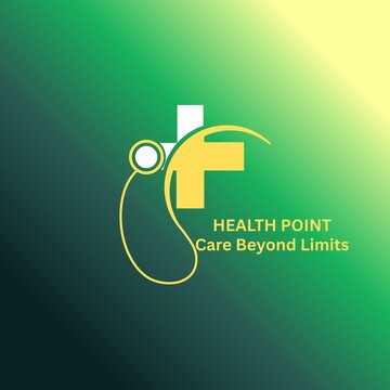 Health Point Logo with Stethoscope Cross Care Beyond Limits Medical