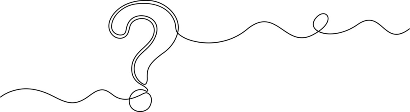 Continuous line drawing Question mark, line art, vector illustration, symbol, icon