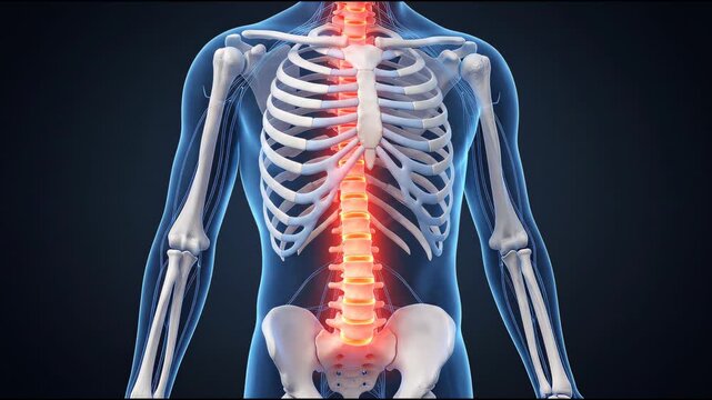 Medical animation of spine bone joint pain and inflammation