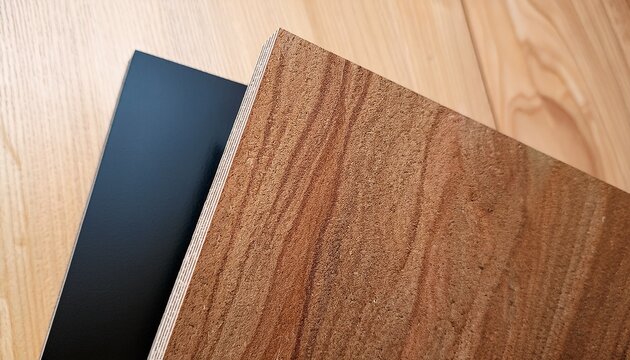 close up view of chipboard and mdf panel samples and finishing materials for furniture production chipboard mdf