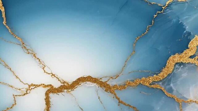 A stunning modern abstract artwork that blends the aesthetics of fluid marble with contemporary kintsugi techniques. 