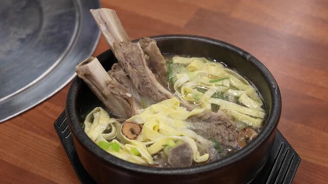 Traditional Korean Clear Beef Short Rib Soup Galbitang