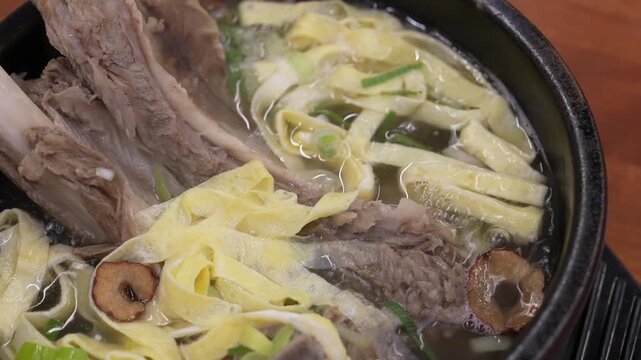 Traditional Korean Clear Beef Short Rib Soup Galbitang