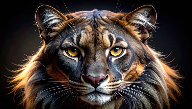 Majestic Mountain Lion Portrait - A Captivating Gaze into the Wild.