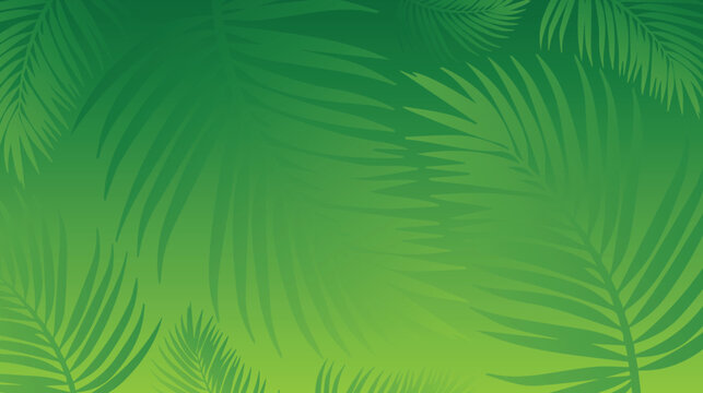 Fresh green tropical background with layered palm leaf patterns creating a natural and relaxing atmosphere. Suitable for eco-friendly branding, nature-inspired presentations, wellness content, and tro