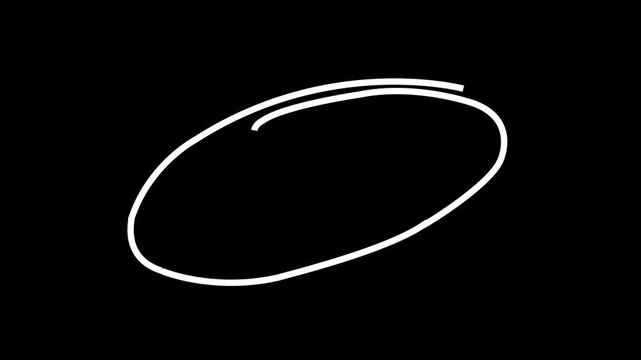 Hand-drawn red circle highlight animation isolated transparent background in 4k alpha channel. Suitable for marking text, object, people and key points in motion animation 4k video...
