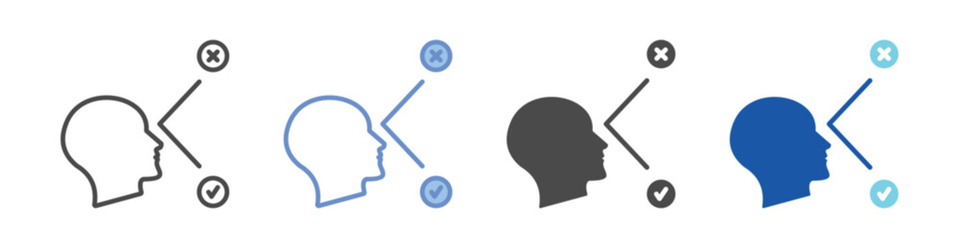 Confirmation Bias Icon Set With Multiple Styles Vector Illustration
