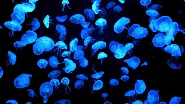 Marine life scene featuring a vibrant jellyfish in clear water.