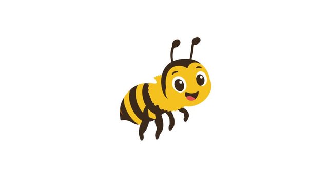 Cute cartoon bee character flying, happy insect, friendly animal illustration