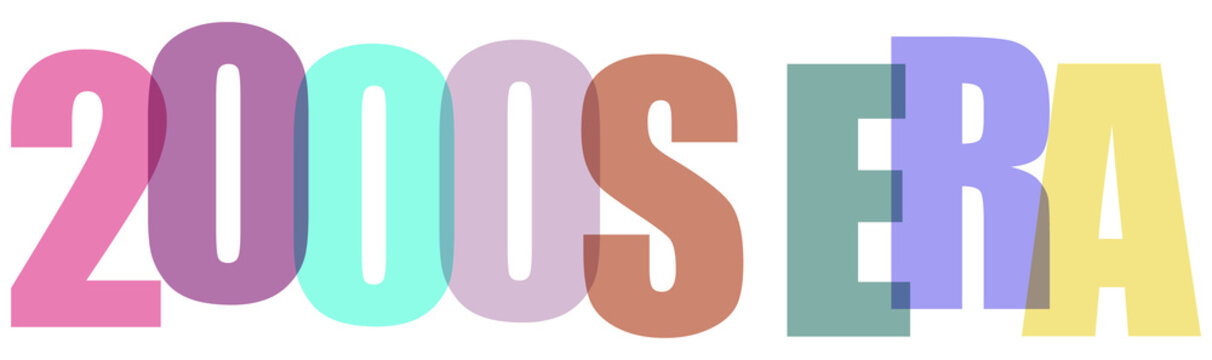 2000s era colorful text design with shadows