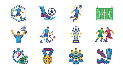 Fototapeta premium Soccer Football Icons Set Collection.