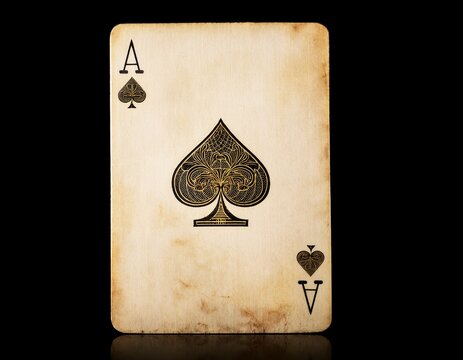 vintage ace of spades playing card isolated on black