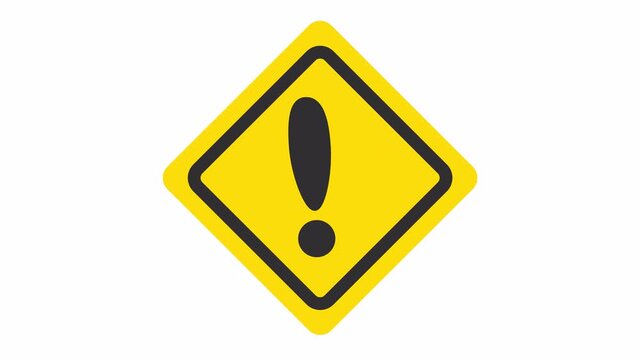 General hazard warning cartoon sign with exclamation mark attention safety icon isolated on a transparent background for system error symbol and important notification element concept.