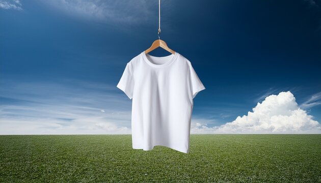 pristine white tee hangs suspended in void