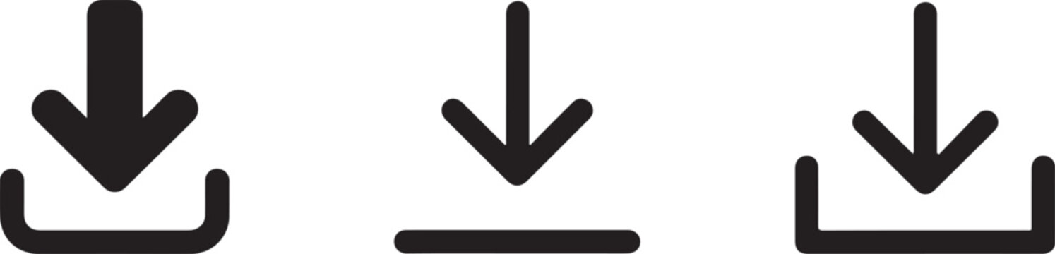 Simple flat download vector icon install symbol and Download Arrow Icon Set