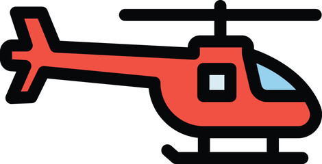 Naklejka premium Helicopter Icon – Color Lineal Vector Illustration Isolated on White Background. Editable Vector for UI, App, Web, Print