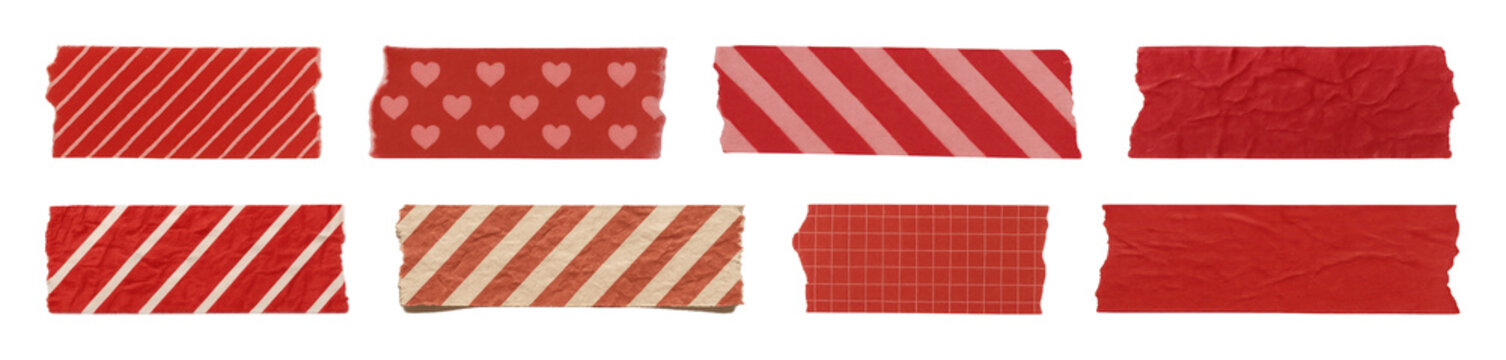 PNG Red decorative tape collection on transparent background