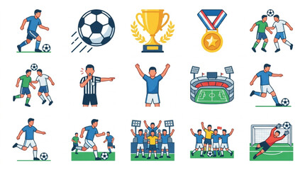 Fototapeta premium Soccer Football Sport Icons and Illustrations Collection.