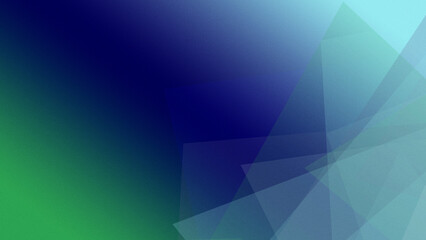 Obraz premium Blue and green abstract triangular polygons create a cool, energetic backdrop with soft haze and layered depth, ideal for technology themes and marketing.