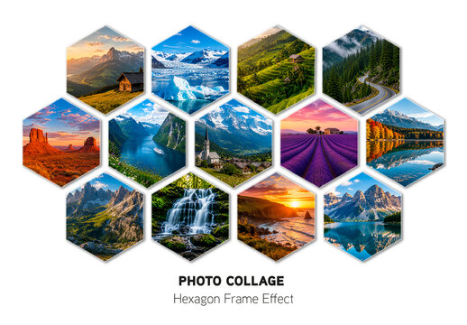 Photo Collage Hexagon Frame Effect