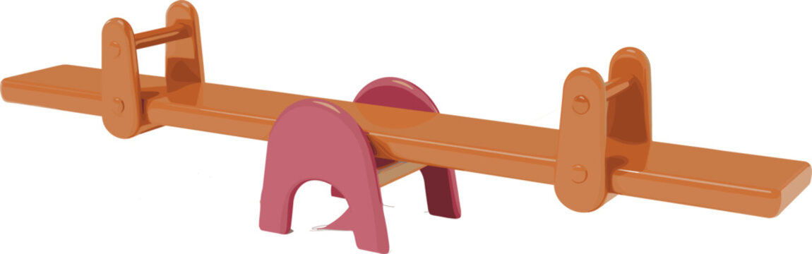 Children playground wooden seesaw vector illustration, outdoor backyard park teeter totter game equipment design