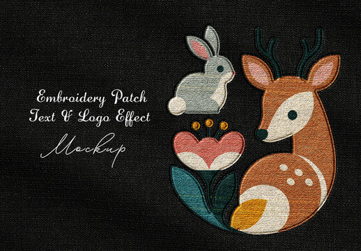 Embroidery Patch Text & Logo Effect Mockup