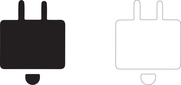 Electrical plug vector icon, AC power plug symbol, socket connector, wall outlet connection, household electricity and appliance hardware.